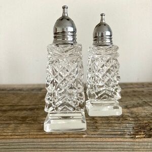 Cut glass salt and pepper shakers